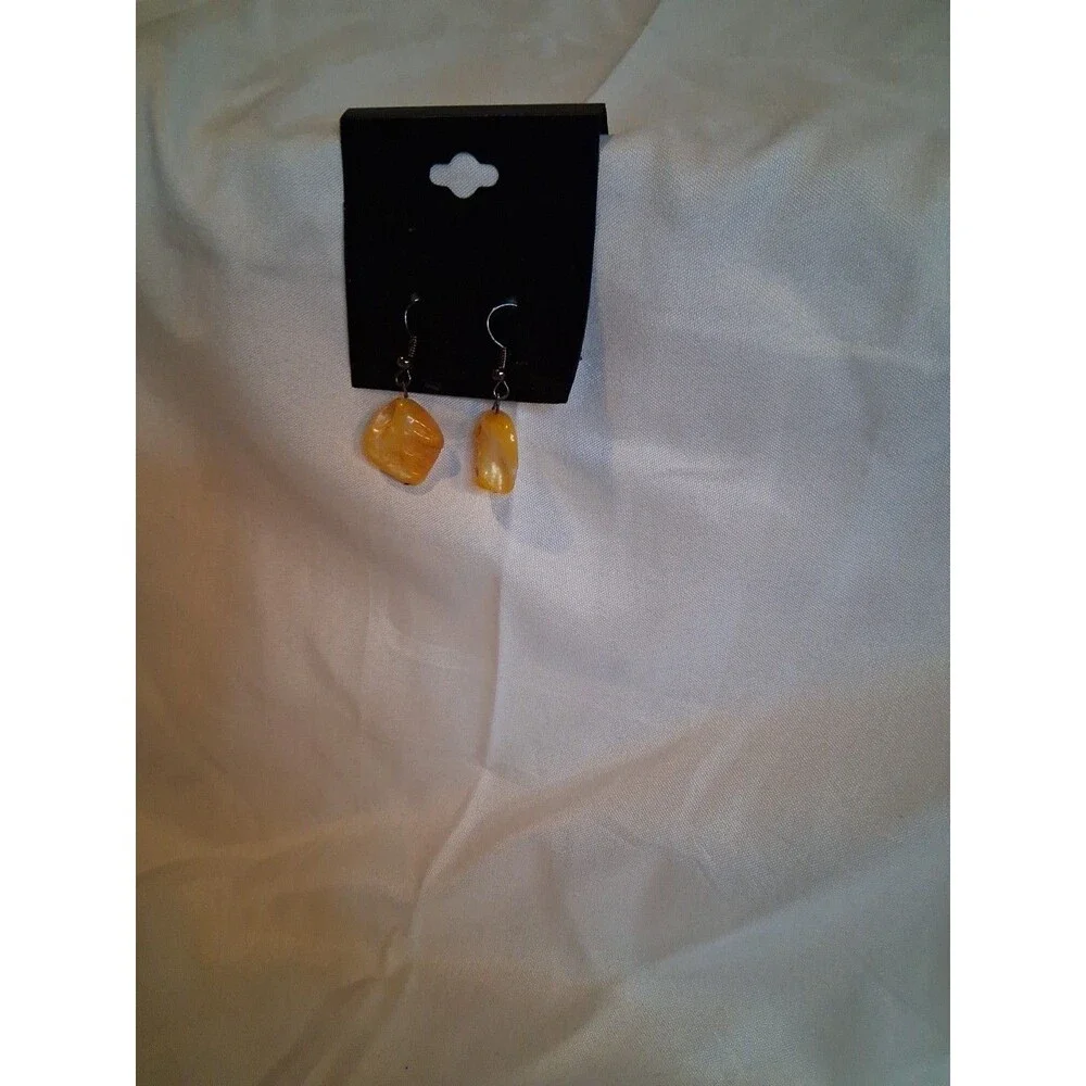 Beautiful Handmade Earrings For Women Yellow Stone With Hooks